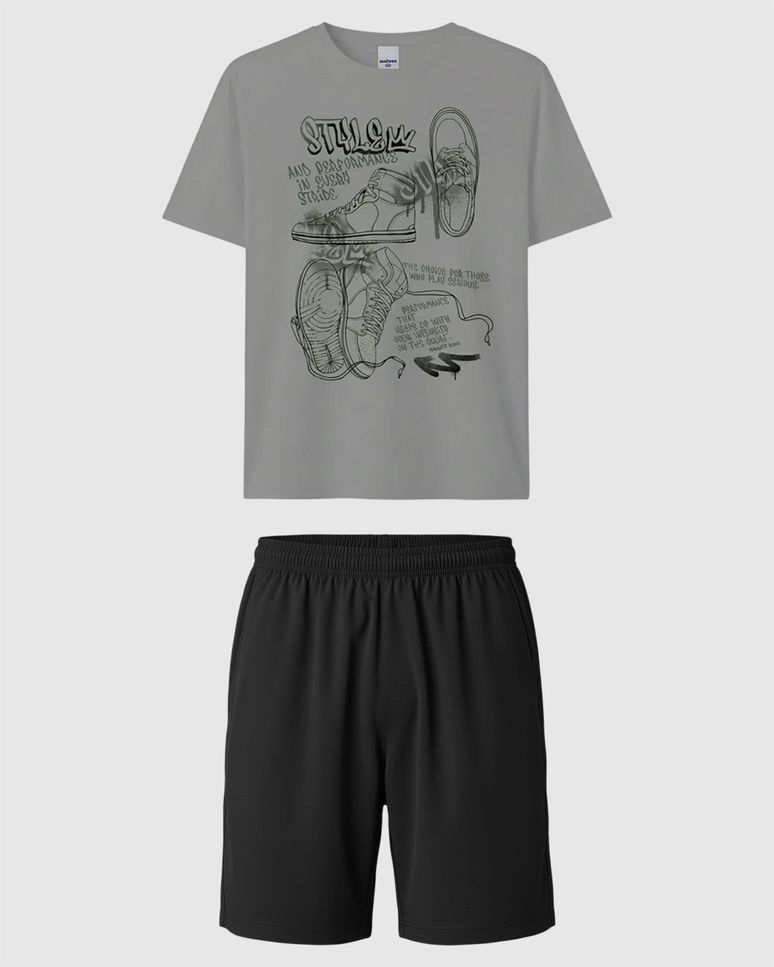 Conjunto Infantil Menino Bermuda Cós Elástico Em Moletinho Malwee Kids