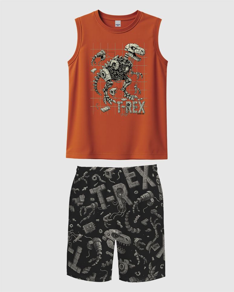 Conjunto Infantil Menino Bermuda Estampada Microfibra Malwee Kids