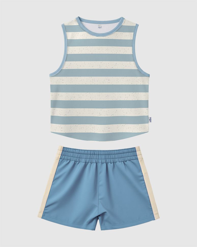 Conjunto Infantil Menina Regata Listrada E Shorts Em Algodão Malwee Kids