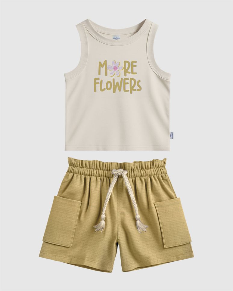 Conjunto Curto Infantil Menina Regata Estampa More Flowers Malwee Kids