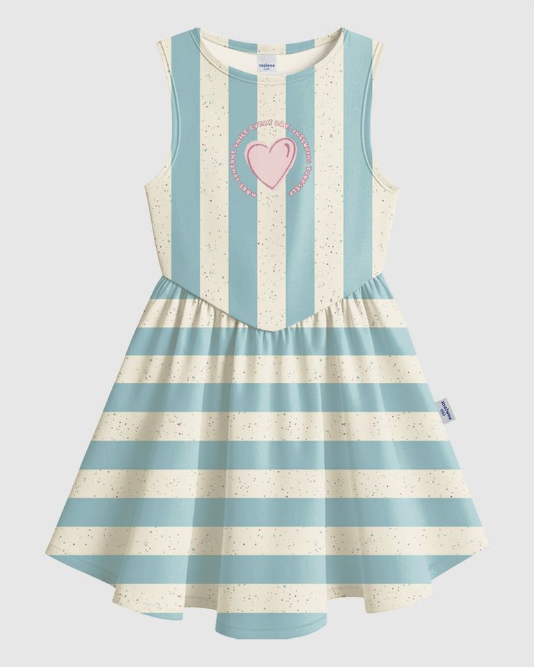 Vestido Infantil Rodado Listrado + Estampa Glitter Em Algodão Malwee Kids