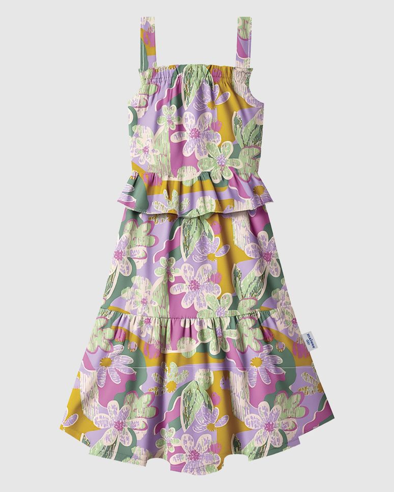 Vestido Infantil Midi Marias Estampa Floral Em Algodão Malwee Kids