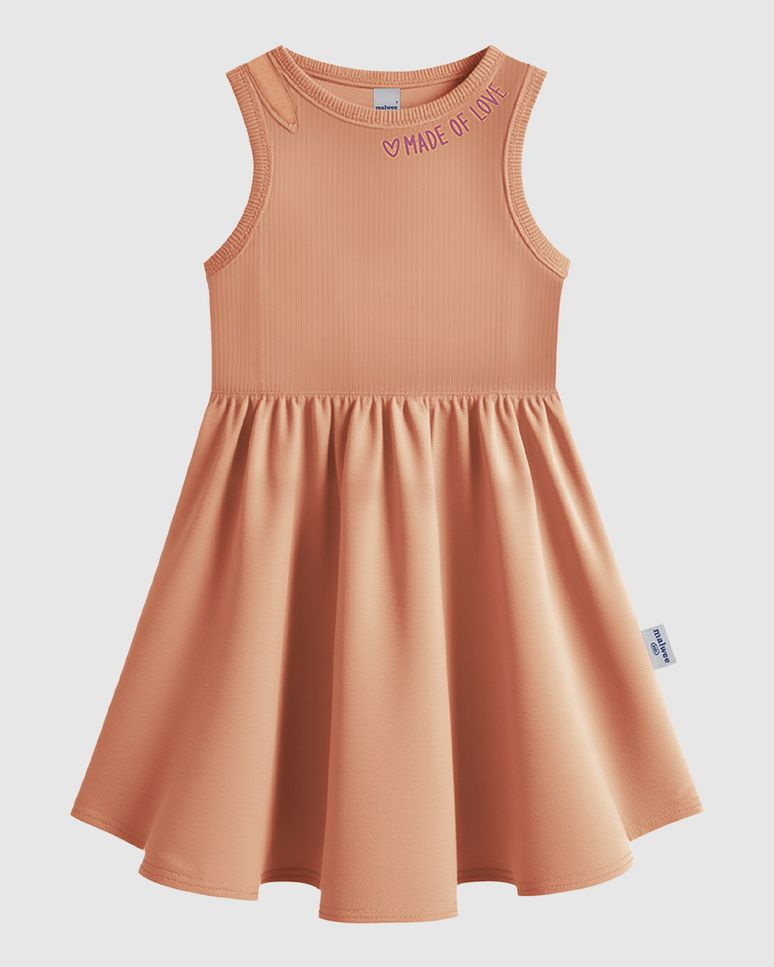 Vestido Infantil Detalhe Vazado Ombro + Estampa Em Algodão Malwee Kids