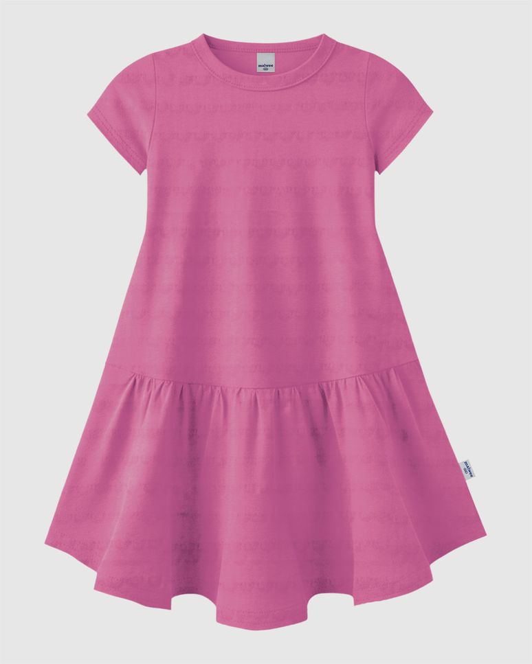 Vestido Infantil Franzido Na Barra Em Malha Texturizada Malwee Kids