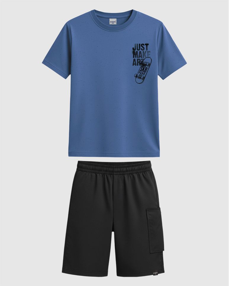 Conjunto Infantil Menino Camiseta Just Make Art Em Malha Botonê Malwee Kids