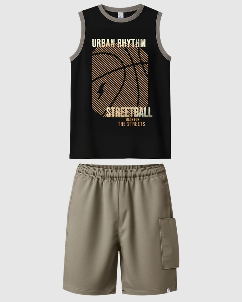 Conjunto Infantil Menino Urban Rhythm Streetball Em Algodão Malwee Kids