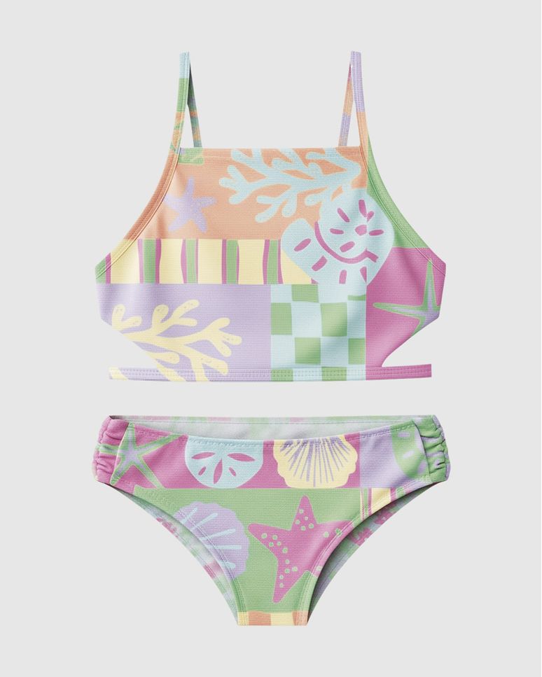 Conjunto Infantil Menina Praia Top + Calcinha Em Malha UV Malwee Kids