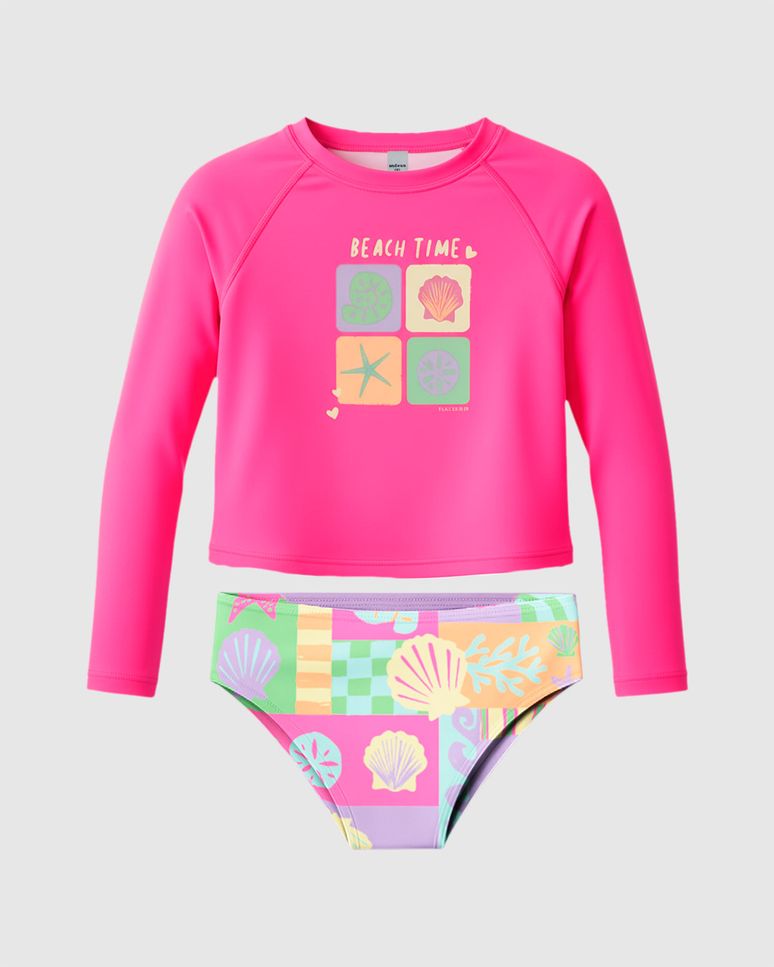 Conjunto Infantil Menina Blusa Praia Beach Time + Calcinha Malwee Kids