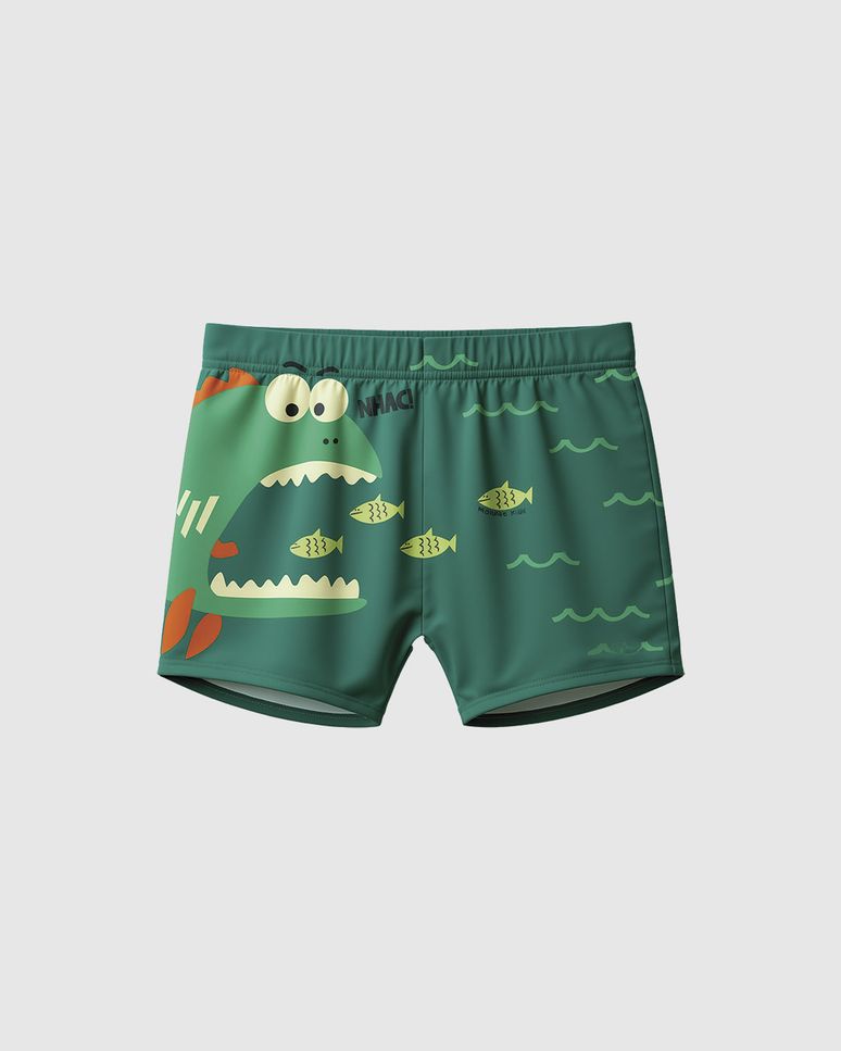 Sunga Boxer Infantil Menino Estampa Divertida Em Malha UV50+ Malwee Kids