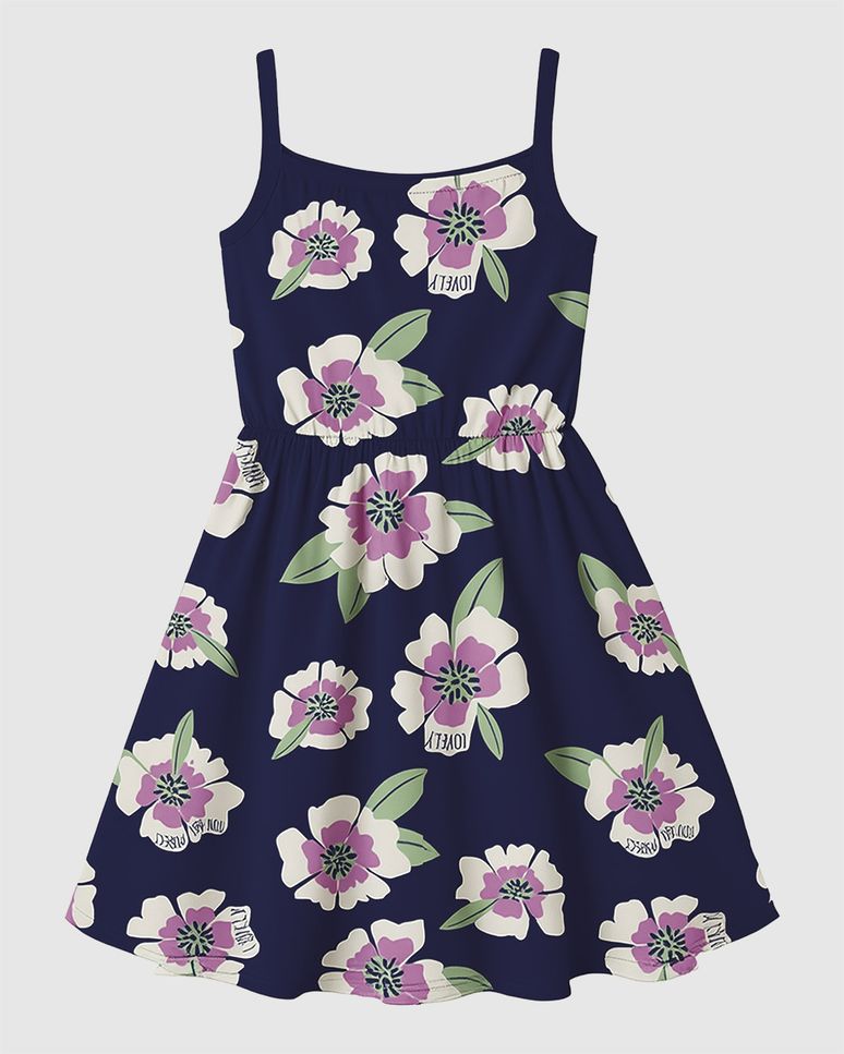 Vestido Infantil Rodado Decote Reto Em Algodão Malwee Kids