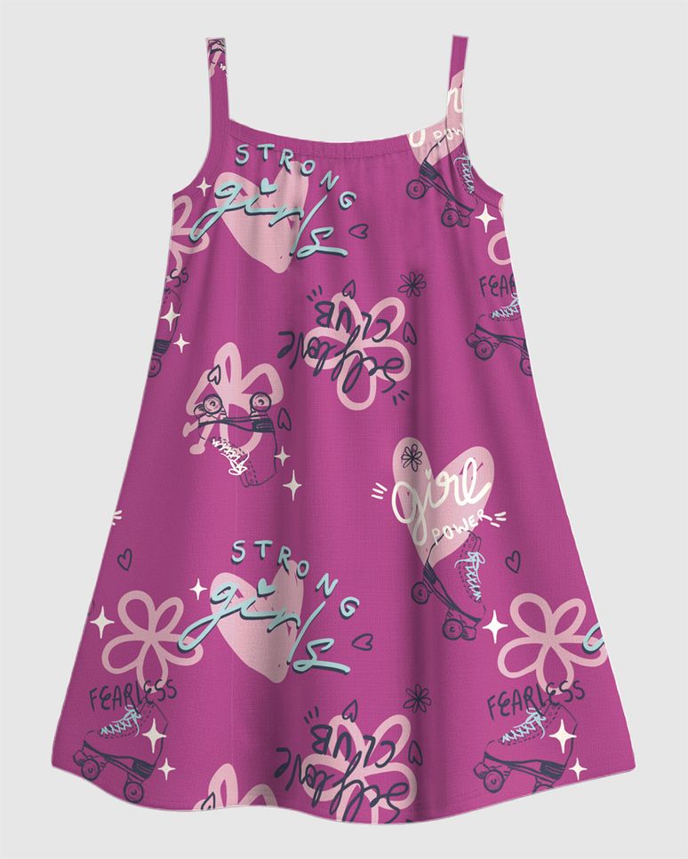 Vestido Infantil Decote Reto Estampado Em Algodão Malwee Kids