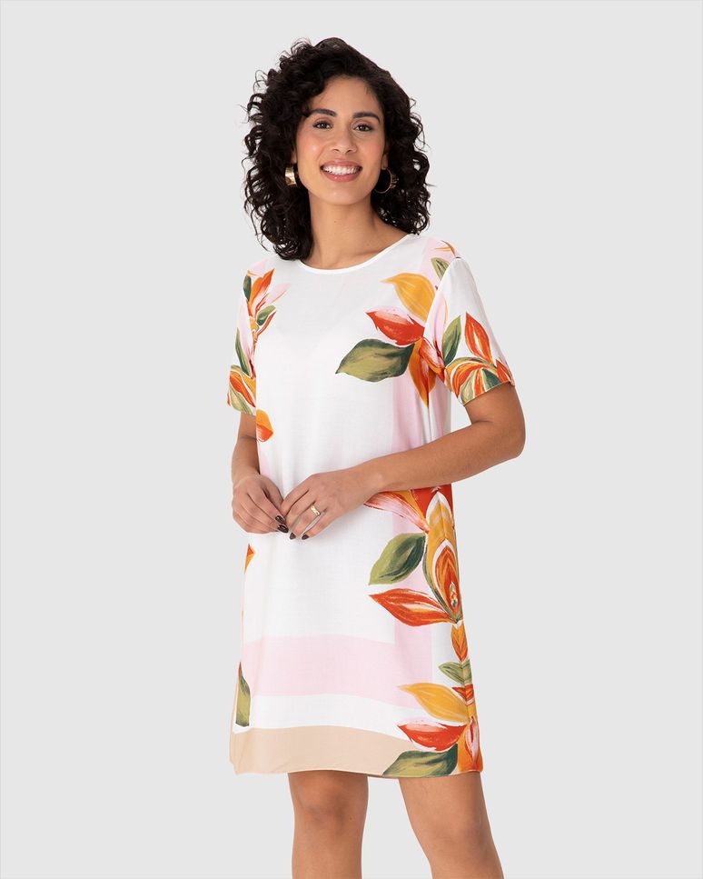 Vestido Feminino Amplo Estampa Digital Em Viscose