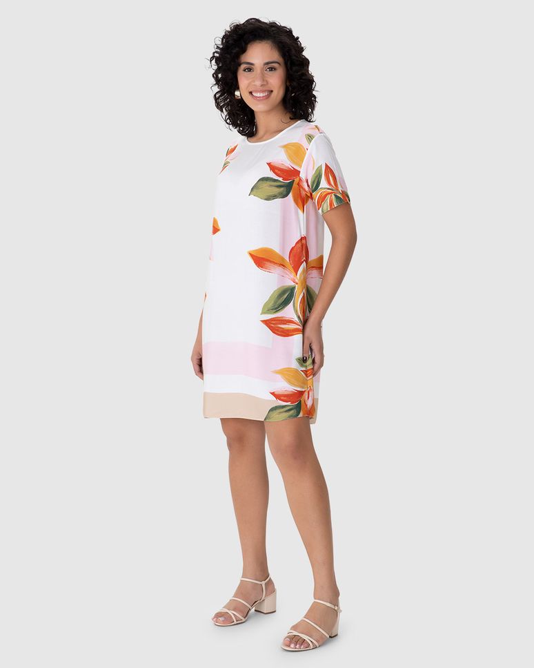 Vestido Feminino Amplo Estampa Digital Em Viscose