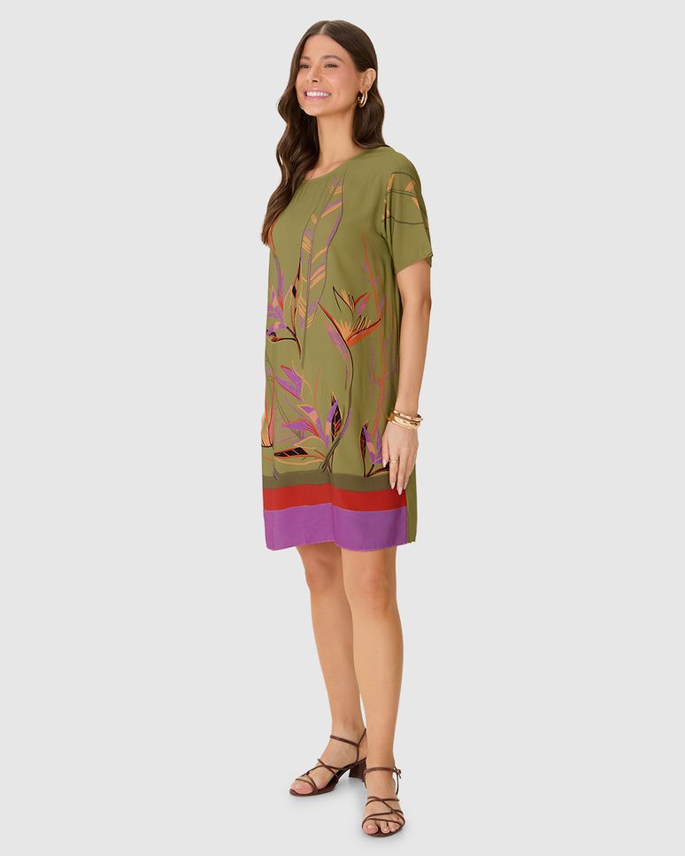 Vestido Feminino Amplo Estampa Digital Em Viscose