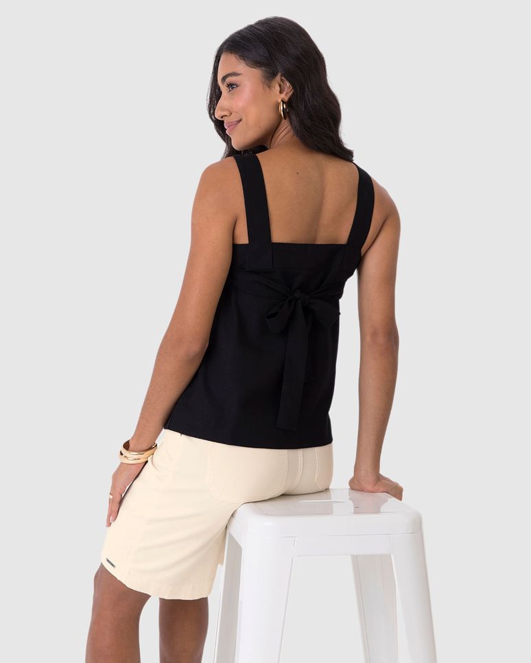 Regata Reta Feminina Amarração Costas Em Viscolinho