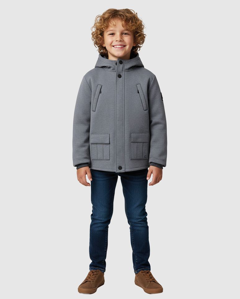 Jaqueta Parka Menino Capuz Removível Em Tecido Peletizado - Carinhoso