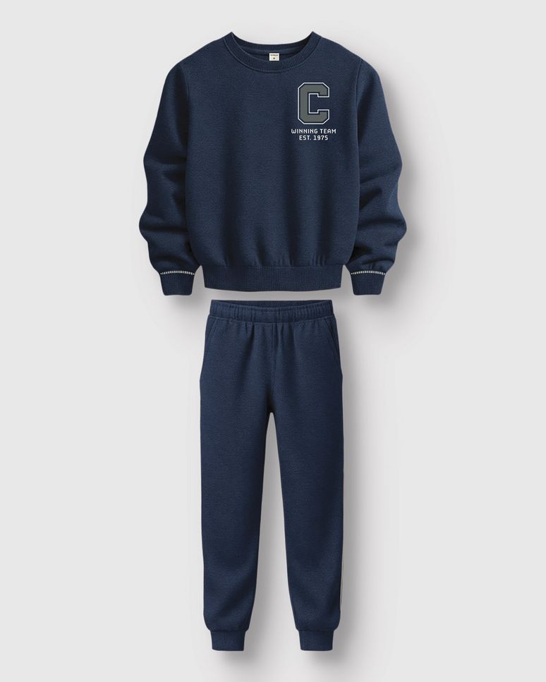 Conjunto Menino Blusão + Calça Winning Team Em Moletom Mesclado - Carinhoso