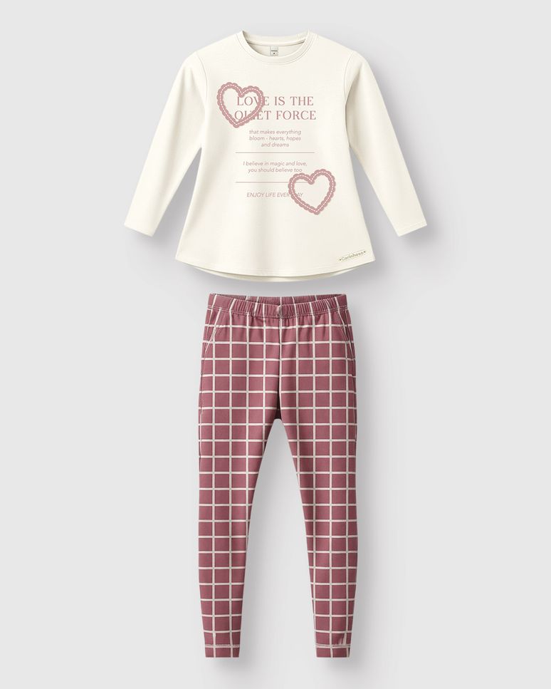 Conjunto Menina Blusa E Calça Legging Em Piquet Geométrico - Carinhoso