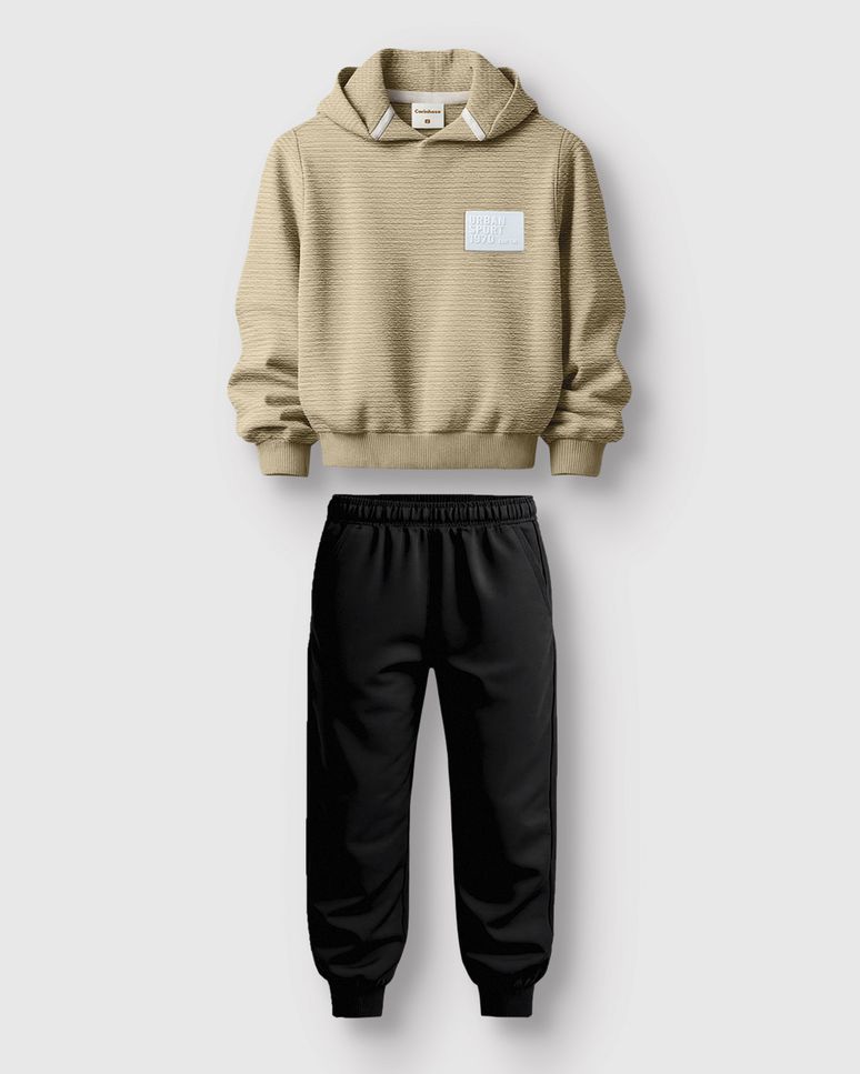 Conjunto Menino Blusão Com Capuz Em Malha Texturizada - Carinhoso