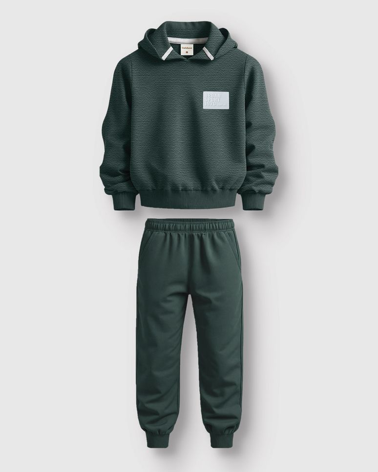 Conjunto Menino Blusão Com Capuz Em Malha Texturizada - Carinhoso