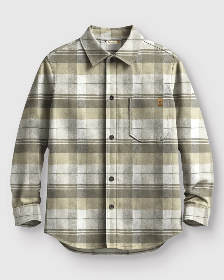 Camisa Menino Bolso Frontal Estampa Xadrez Em Flanela - Carinhoso