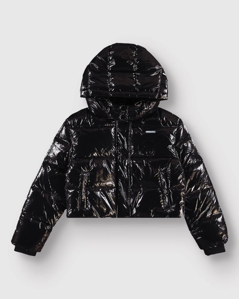 Jaqueta Menina Puffer Com Capuz Em Tecido Metalizado - Carinhoso