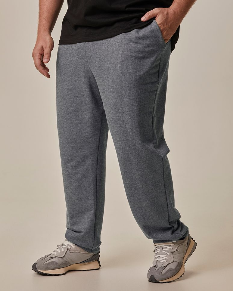 Calça Básica Masculina Plus Size Reta Cadarço Funcional Interno Em Moletom