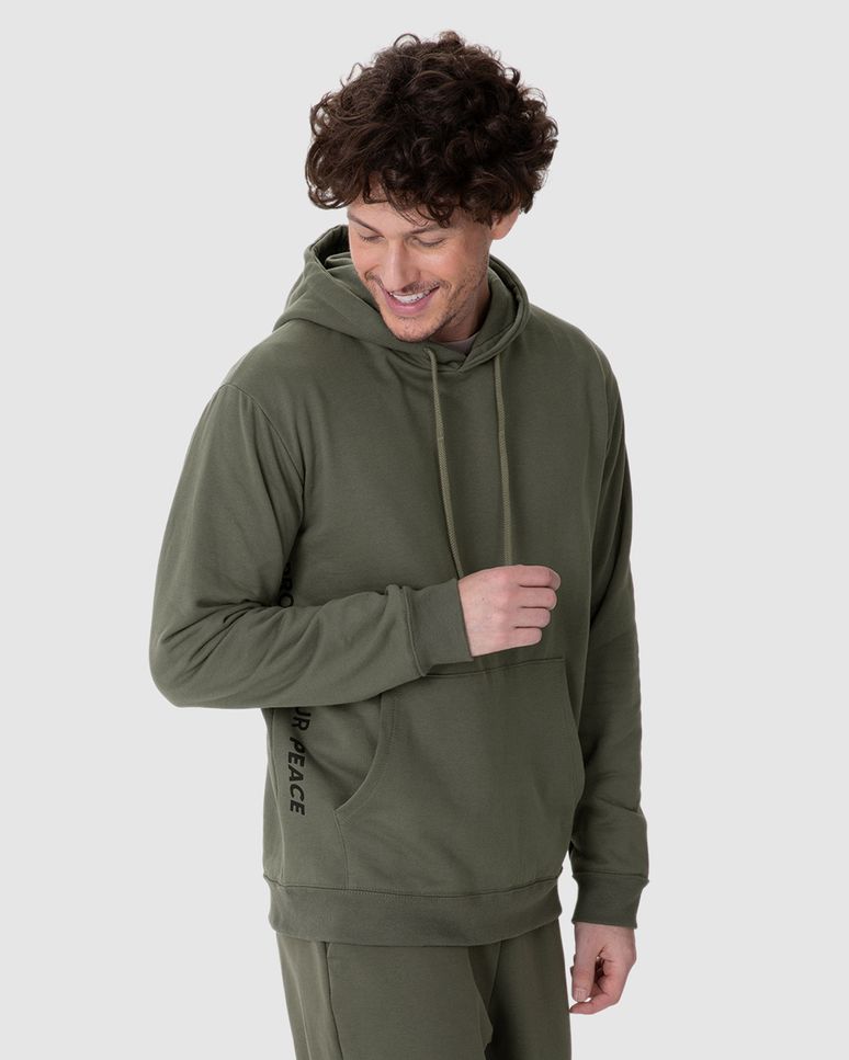 Blusão Masculino Regular Estampado Com Capuz Em Moletom Flanelado