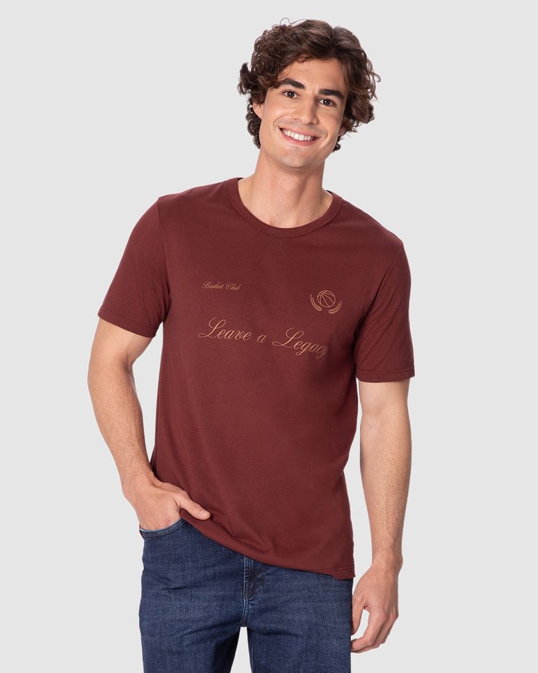 Camiseta Masculina Slim Basket Club Leave A Legacy Em Algodão
