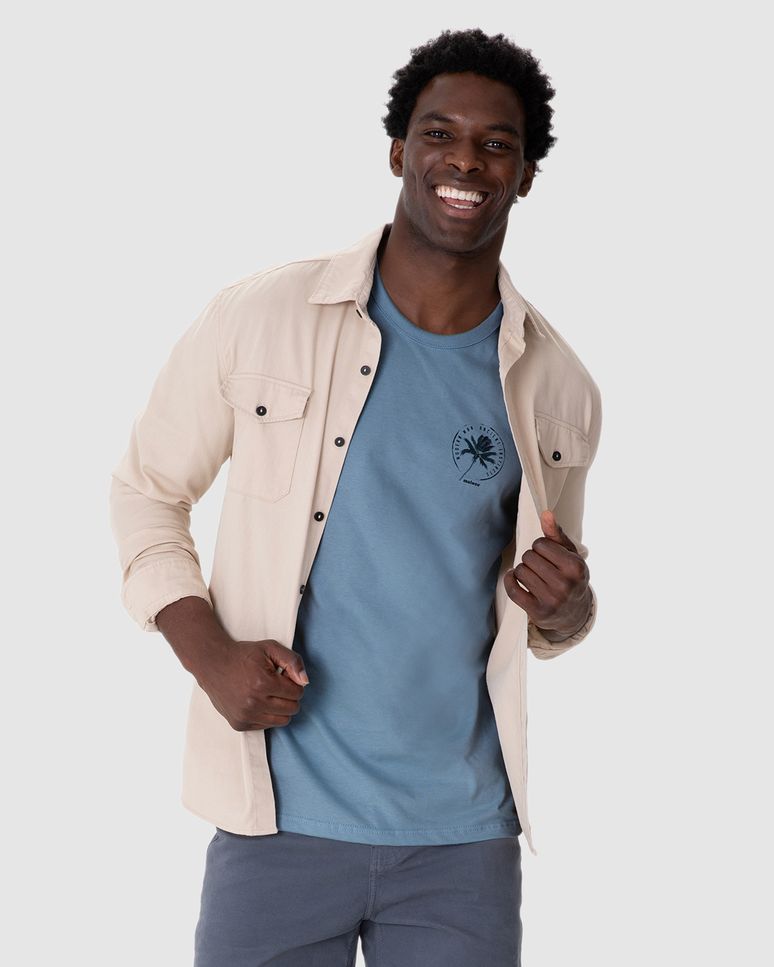 Regata Masculina Regular Alça Larga Estampa Frontal Em Algodão