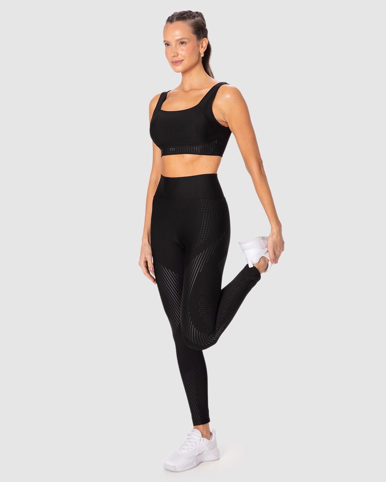 Calça Legging Esportiva Feminina Estampa Efeito PU Malha Dry Malwee Active