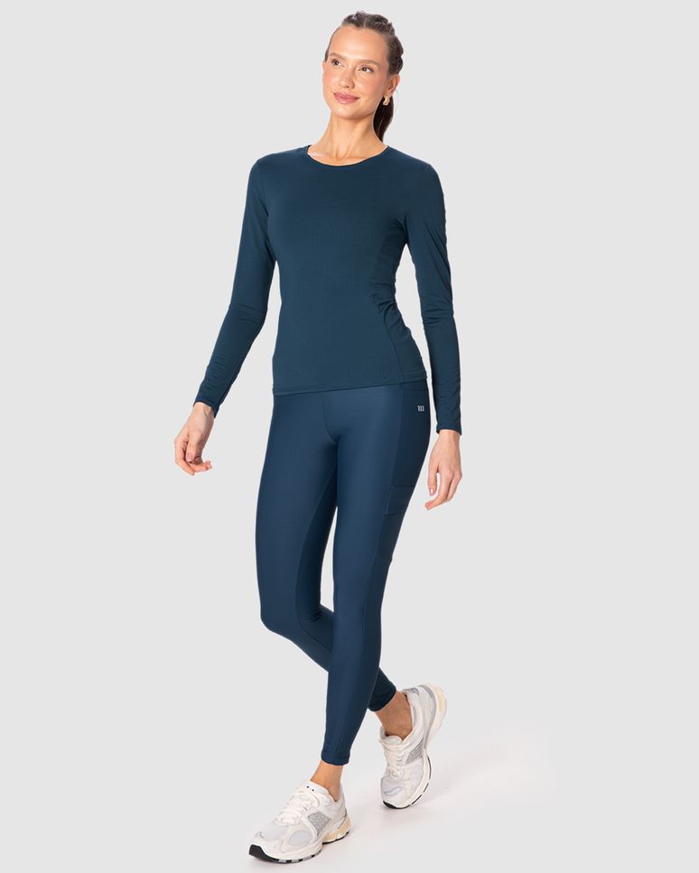 Calça Legging Esportiva Bolso Funcional Em Malha Dry E Proteção UV50+ Malwee Active