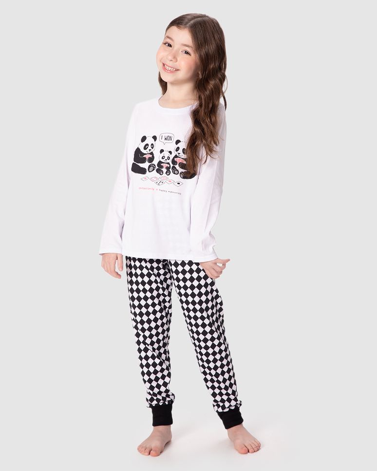 Pijama Infantil Menina Blusa Manga Longa E Calça Estampada Malwee Kids