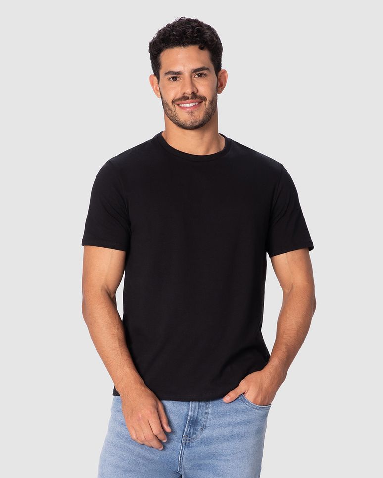 Camiseta Básica Masculina Slim Em Malha Cotton Light Algodão