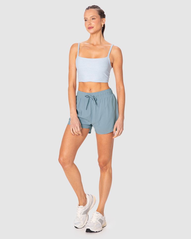 Shorts Esportivo Feminino Duplo Cadarço Funcional Em Tafetá Com Elastano Malwee Active
