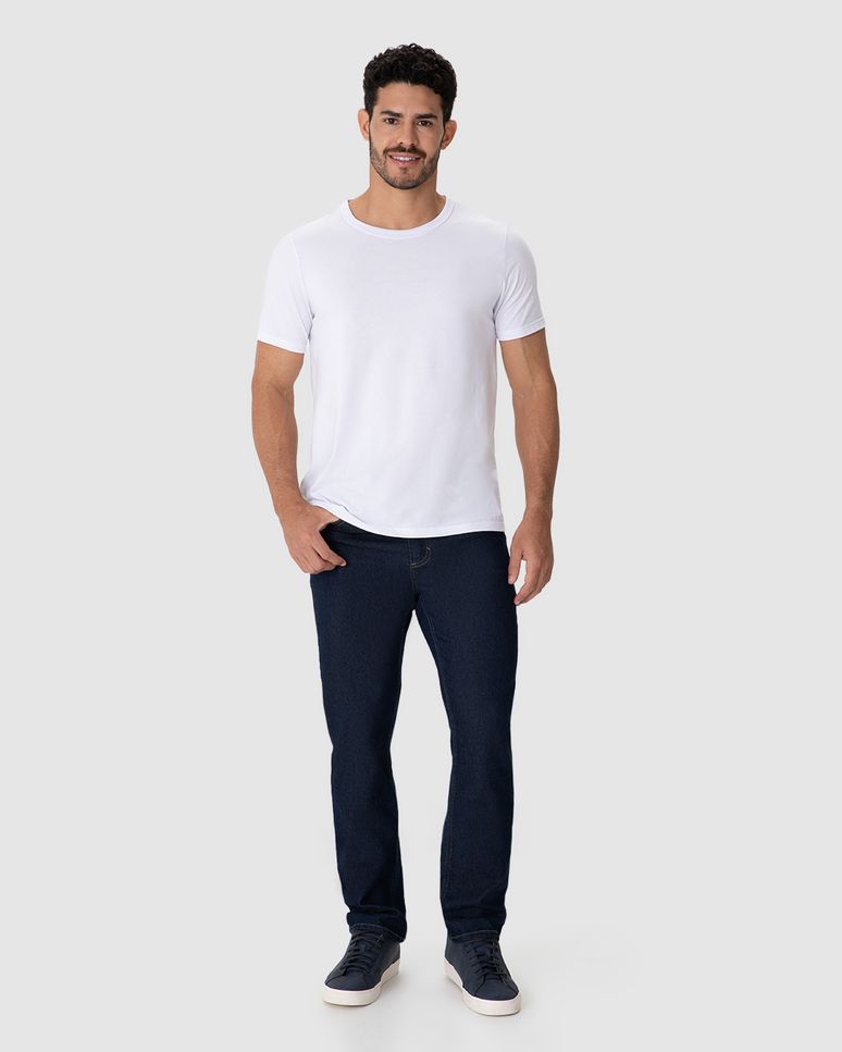 Calça Masculina Tradicional Em Jeans Com Elastano