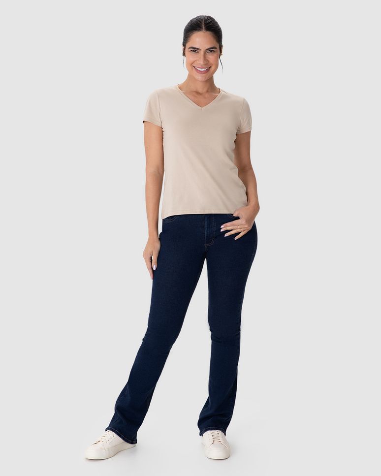 Calça Feminina Bootcut Cintura Média Em Flex Jeans