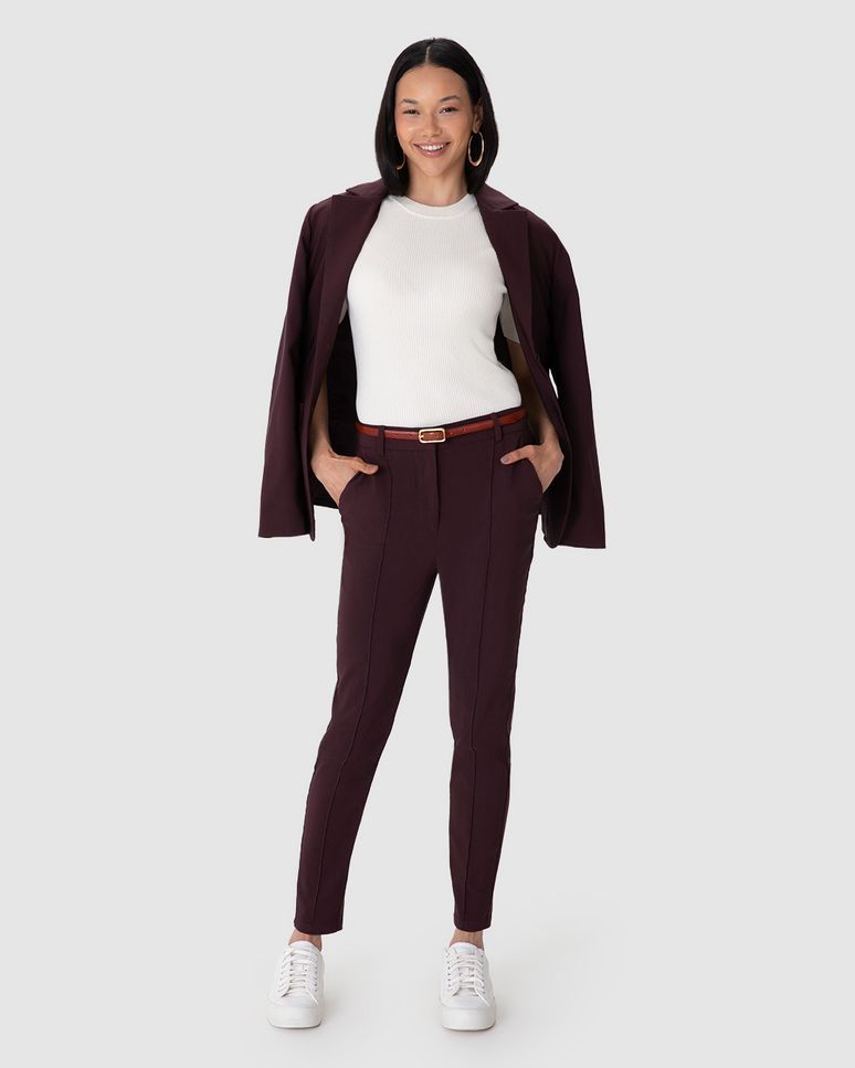 Calça Slim Feminina Alfaiataria Em Viscose Com Elastano