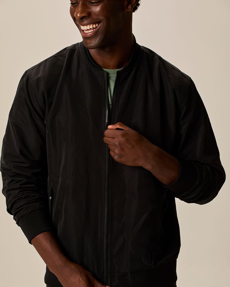 Jaqueta Masculina Bomber Abertura Zíper Em Poliamida