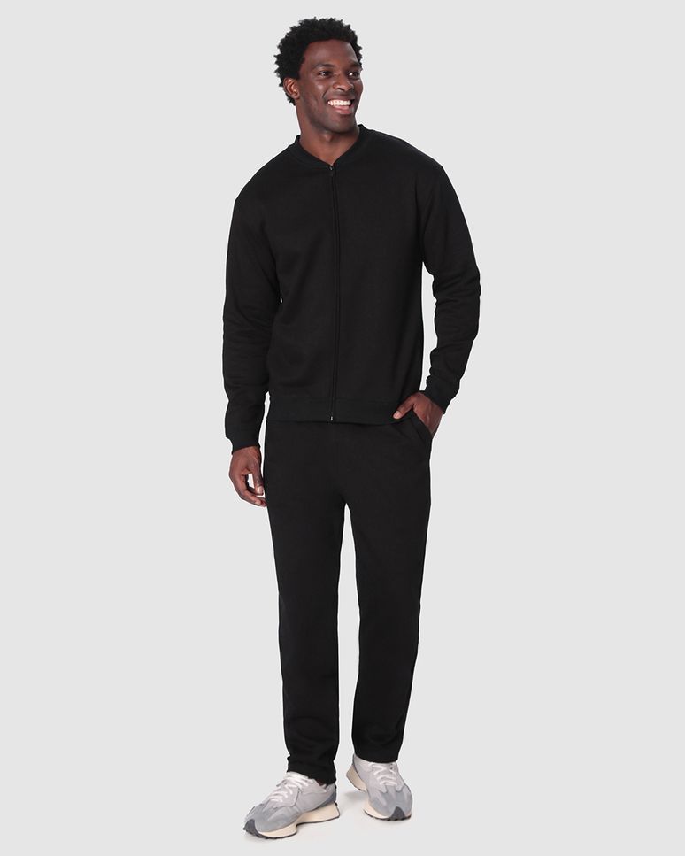 Conjunto Masculino Jaqueta Tradicional Em Moletom Stretch Flanelado