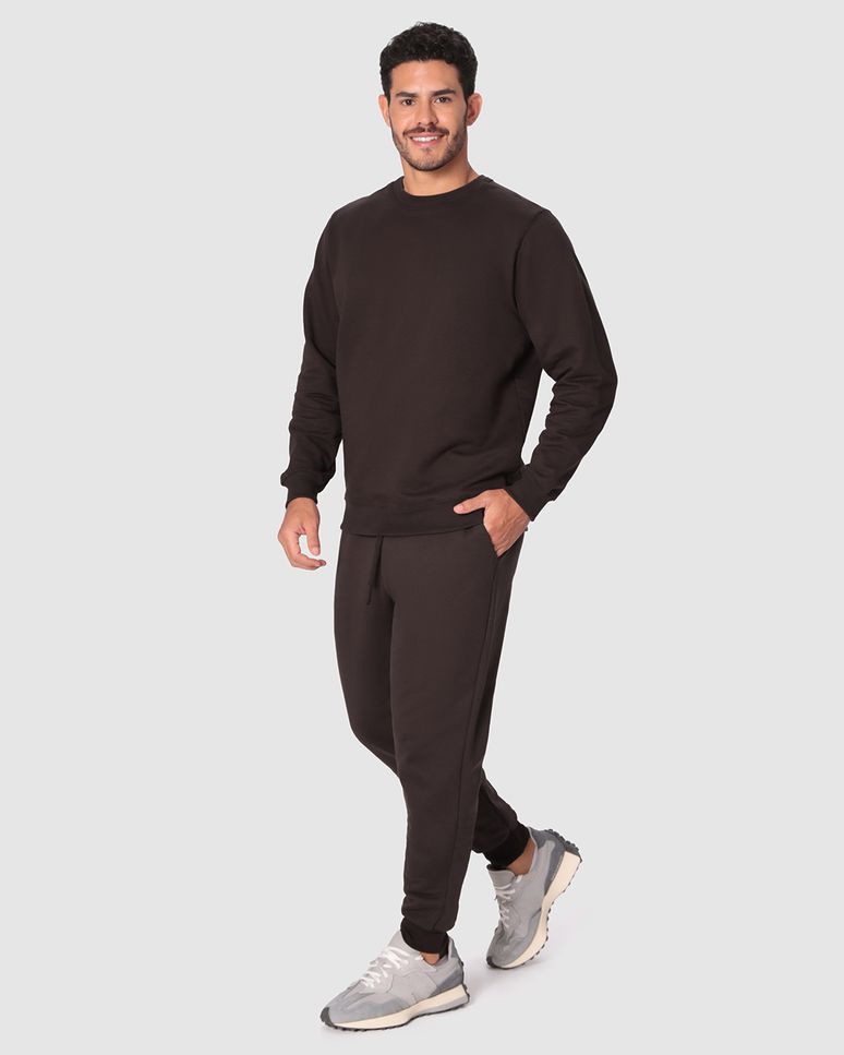 Calça Básica Masculina Jogger Em Moletom Flanelado