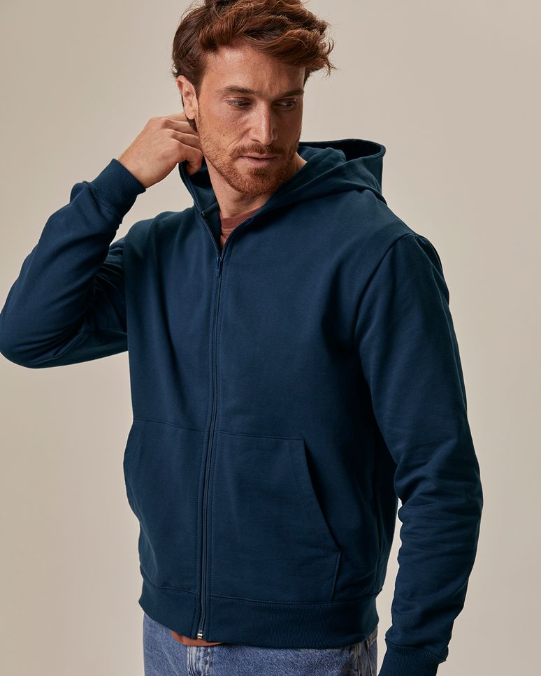 Jaqueta Básica Masculina Com Capuz Em Moletom