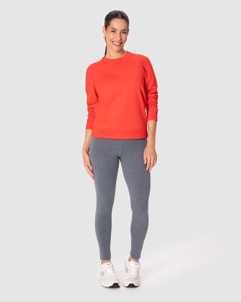 Calça Legging Básica Feminina Cintura Média Em Algodão