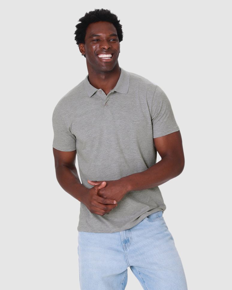 Camisa Polo Básica Masculina Peitilho Frontal Em Algodão