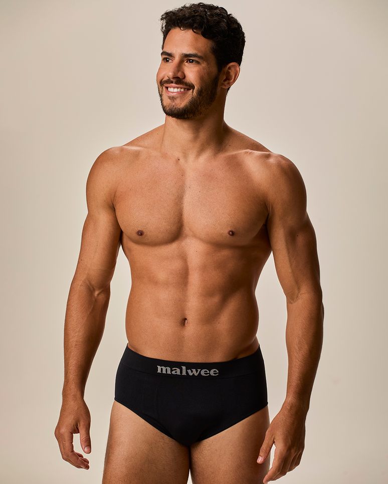 Cueca Masculina Slip Cós Elástico Logo Malwee Em Malha Poliamida