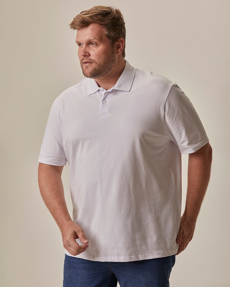 Camisa Polo Básica Masculina Plus Size Peitilho Frontal Em Piquet Stretch