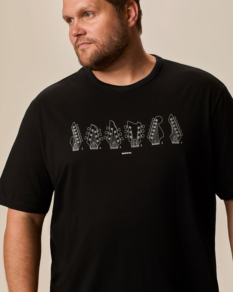 Camiseta Masculina Plus Size Regular Manga Curta Estampada Em Algodão