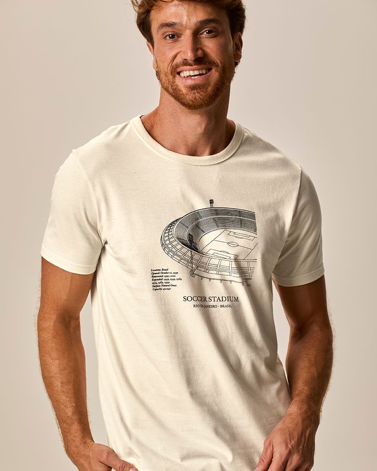 Camiseta Masculina Slim Soccer Stadium Em Algodão
