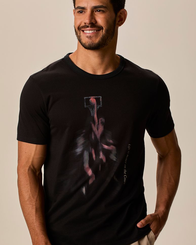 Camiseta Masculina Slim Life Is Better On The Court Em Algodão