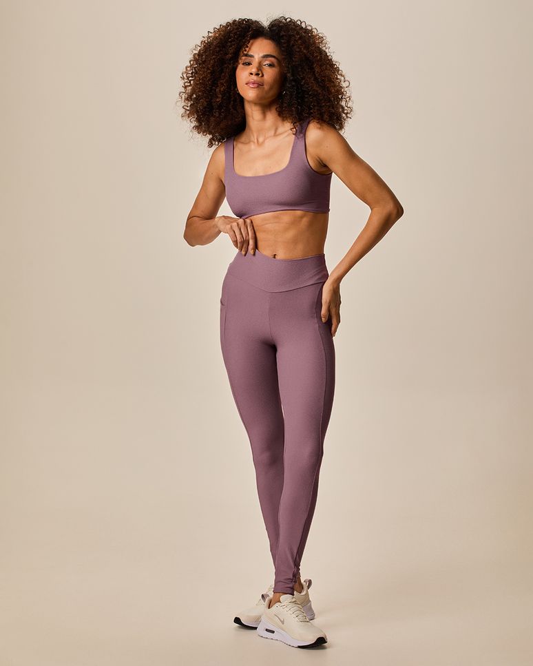 Calça Legging Esportiva Feminina Em Malha Poliamida Creponada Malwee Active